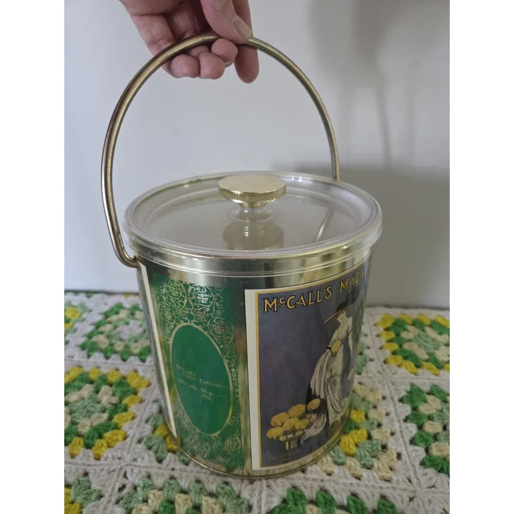 Vintage McCall's Magazine Ice Bucket, 1912 Cover Art Promo Decor Set